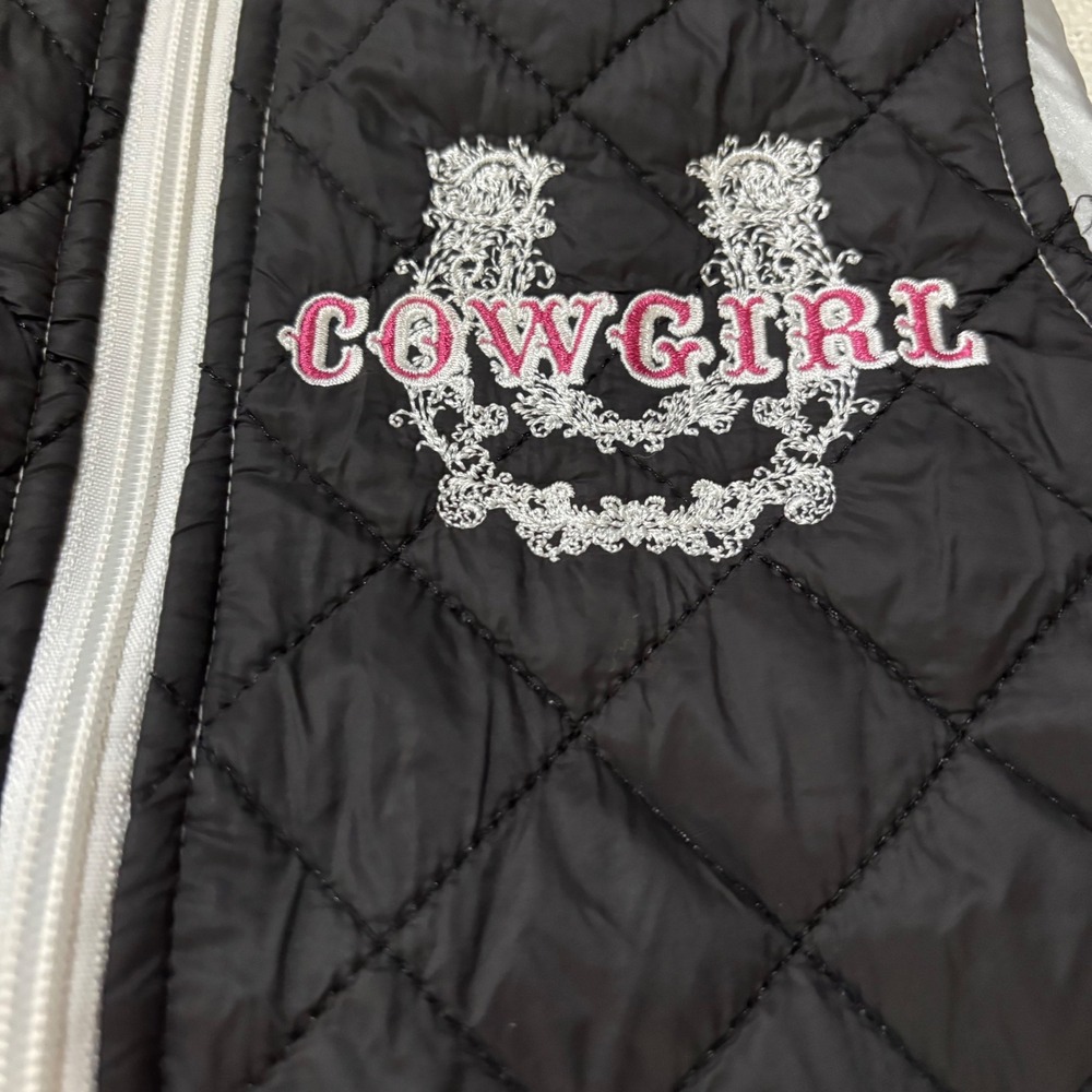 Cowgirl Hardware Kids Black Quilted Puffer Vest Horseshoe Rhinestone Size XS 5 - Picture 8 of 10